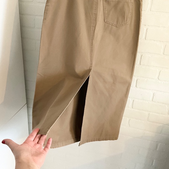 Vintage Y2K Maxi Sirt Cargo Column Cotton Minimalist Pockets Tan Beige Sz 10 - Picture 7 of 15